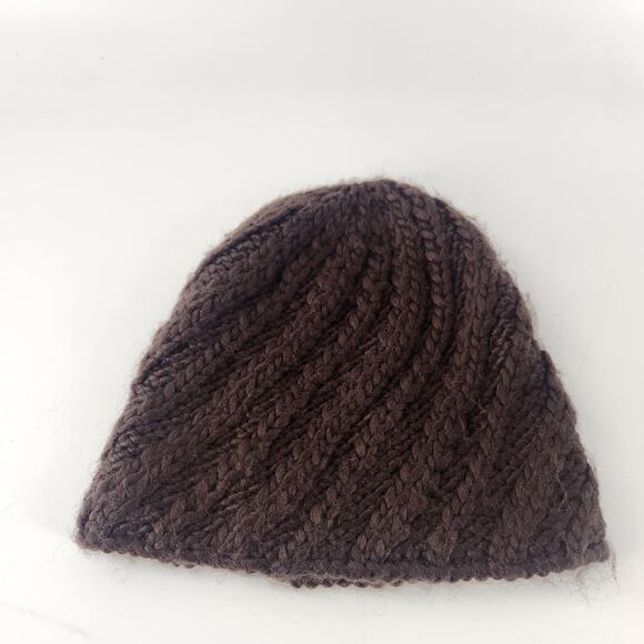 The North Face Wool Blend Chunky Knit Hat Unisex Choco Brown Ski Luxury - Picture 6 of 9